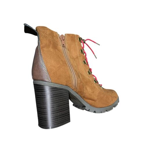 Qupid Faux Suede and Leather Combat Boots Size 8 - Picture 4 of 5